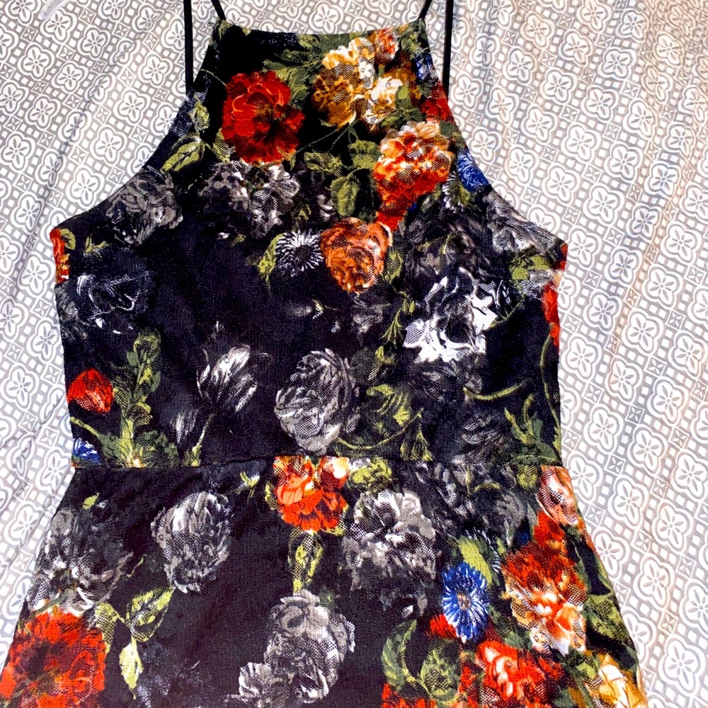 black tight fitted rose dress